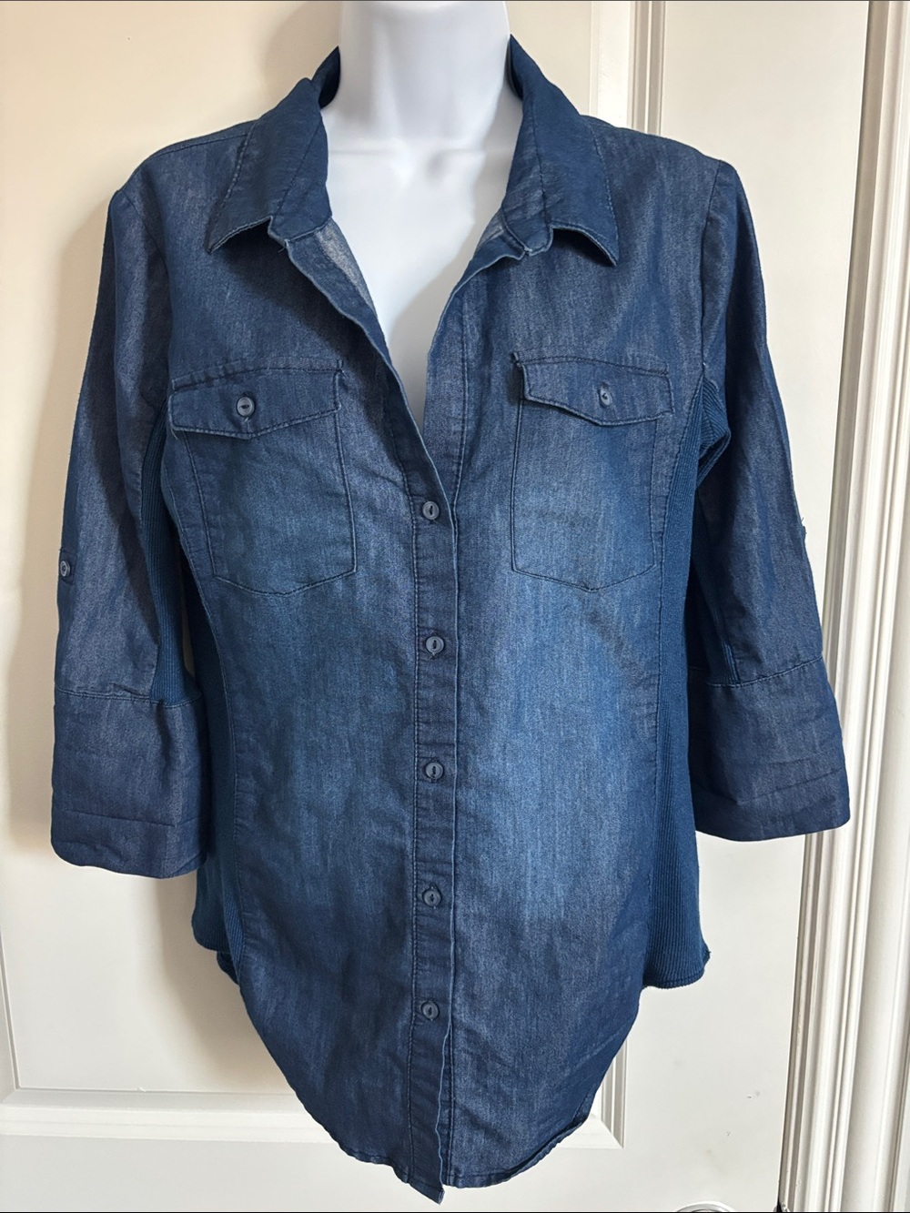 Ci Sono Denim Button-Front Women's Shirt - Blue Size L